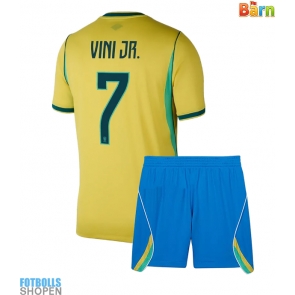 Billiga Brasilien Vinicius Junior #7 Hemmatröja Barn VM 2026 Kortärmad (+ Korta byxor)
